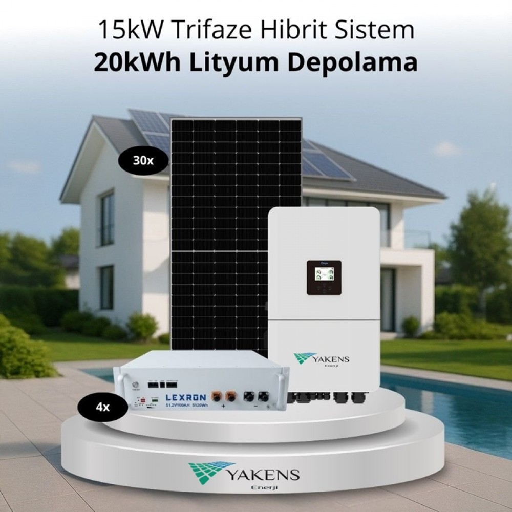 12 Kw Trifaze Hibrit Hazır Solar Paket (Sistem 4) Lexron